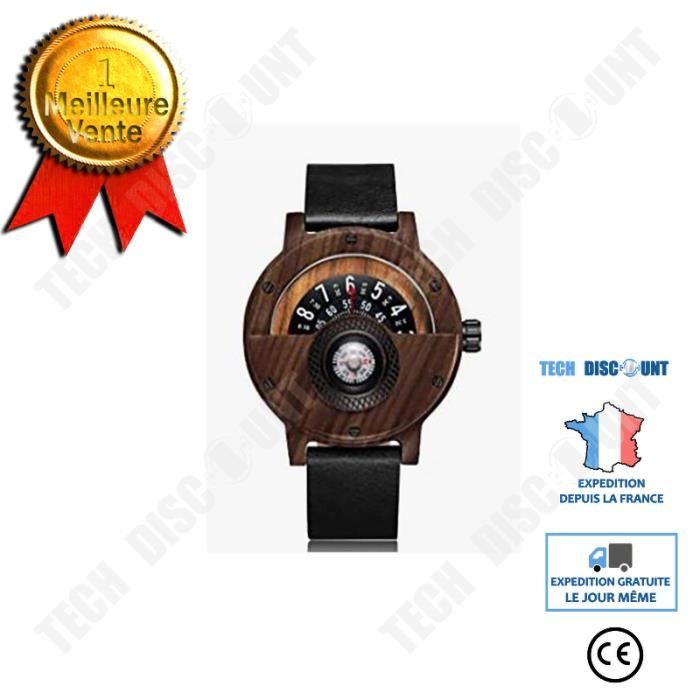 TD® Sports de plein air boussole multifonction montre en bois montre à quartz étudiant masculin et féminin