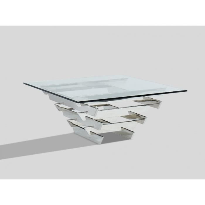 Table basse design CASTELLANA - Verre trempé & métal