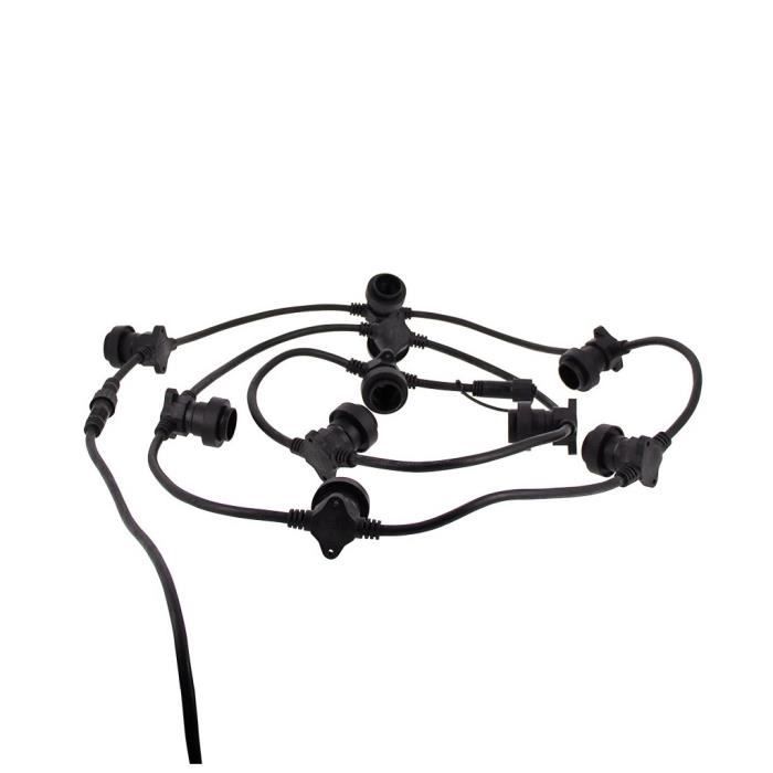 Guirlande extérieure, personnalisable et extensible, câble noir, compatible culot E27 (vendue seule, hors ampoules)
