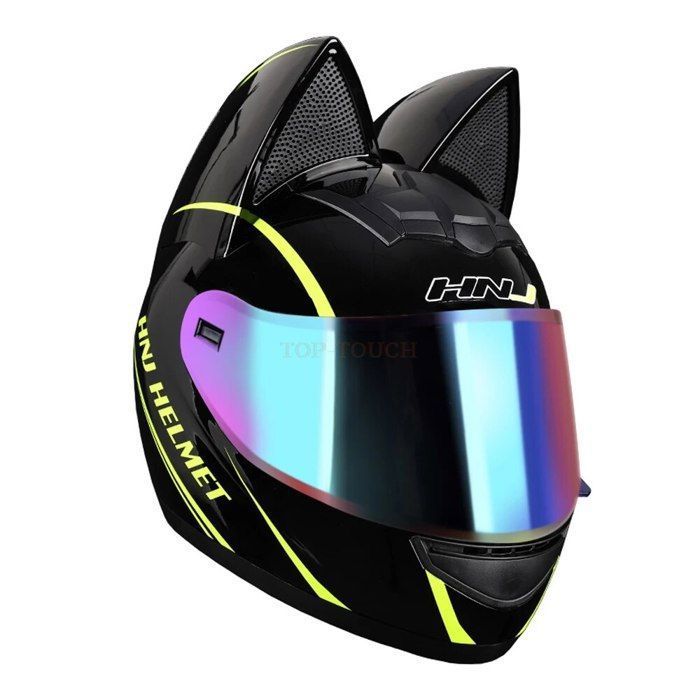 Casque Moto Intégral Avec Oreilles De Chat – Respirant Et Amovible – Neuf