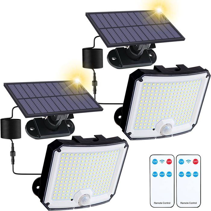Lot De 4 Lampes Solaires Extérieur ISEEWAY 400 LM – Détecteur Mouvement, IP65, Blanc Chaud/Froid