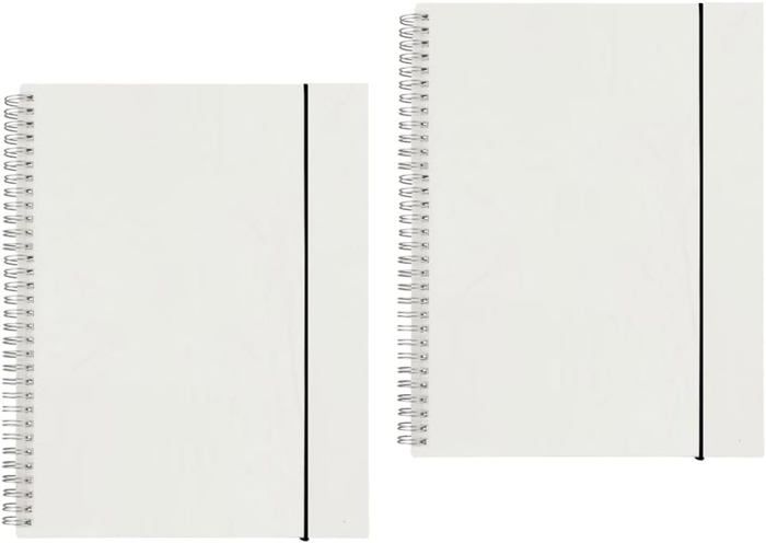Lot De 2 Cahiers à Spirales A4 Lignés - 80 Feuilles Ivoire 80g - Couverture PP Transparente Avec Ceinture Élastique - Shulaner - 9