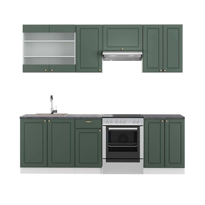 Vicco Cuisine En Angle Vert Et Or Campagne/anthracite 227x60cm Sans PT Fame Line
