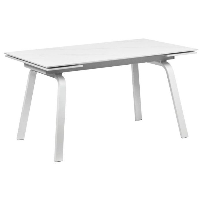 Table extensible 140/200 cm céramique blanc marbré et métal - TOSHIRO Meubletmoi