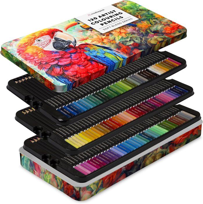 Tooli Art 120 Crayons De Couleur Professionnels - Bois De Haute Qualité - Boîte Verte - Pour Artistes Et Dessin Taille Crayon Electrique