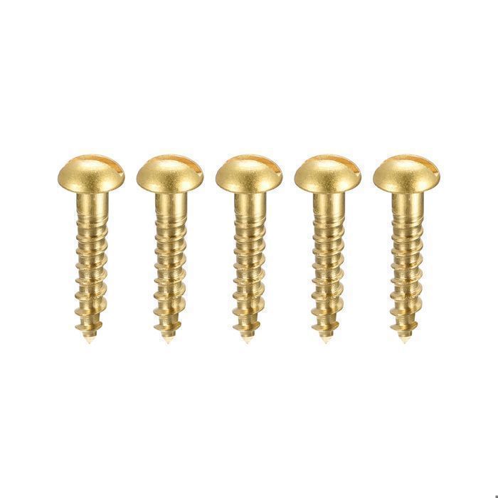 Lot De 50 Vis Bois Autotaraudeuses M3.5 X 16mm - Tête Ronde Fendue Laiton, Marque Uxcell