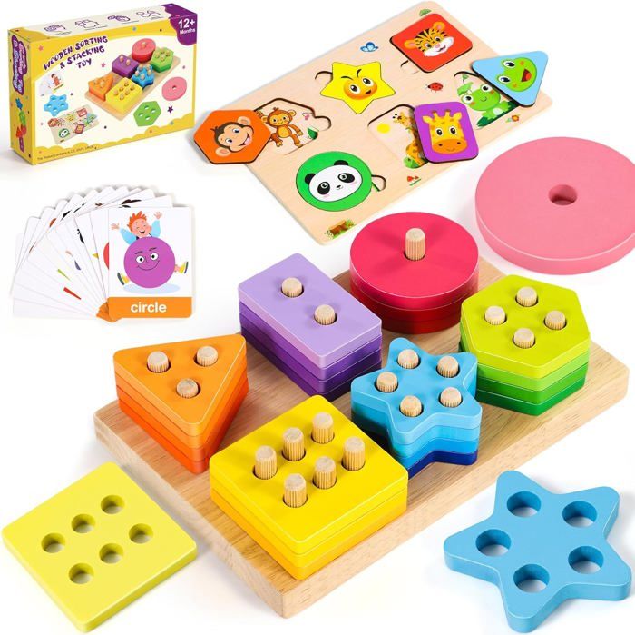 Montessori Jouets Enfant 1 2 3 Ans Jouet En Bois Bebe 1 An 18 Mois Puzzle Bois Bebe Enfant 2 Ans Fille Garcon Jeux Educatif Puzzle