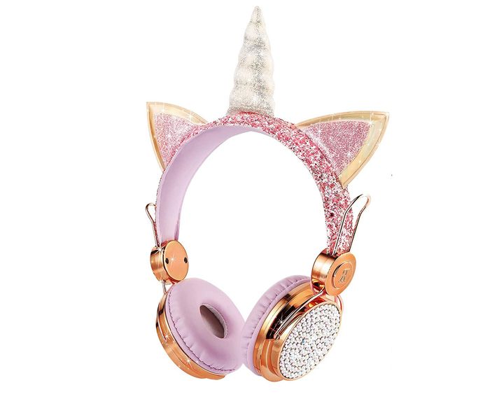 Casque Bluetooth sans fil Unicorn Kids avec microphone prise jack 35 mm - Doré