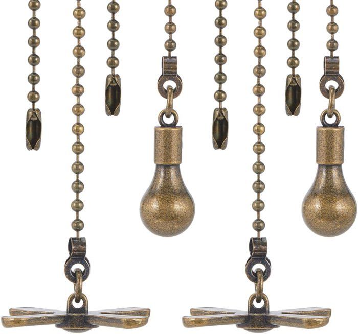 4 Chaîne De Traction Pour Ventilateur De Plafond - Chaîne DExtension Avec Ampoule Décorative Et Cordon De Ventilateur - Pour Pl - Lampesecoenergie