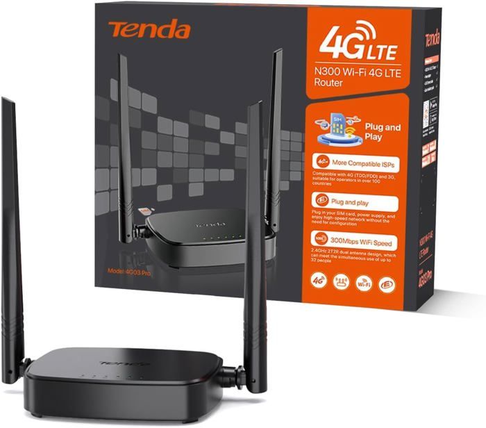 Routeur 4G Box 4G Wifi Routeur Sim Lte 150 Mbps Modem 4G San Fil 2.4Ghz Wi-Fi 300 Mbps Cat4 2 Antennes Externe Fast Ether