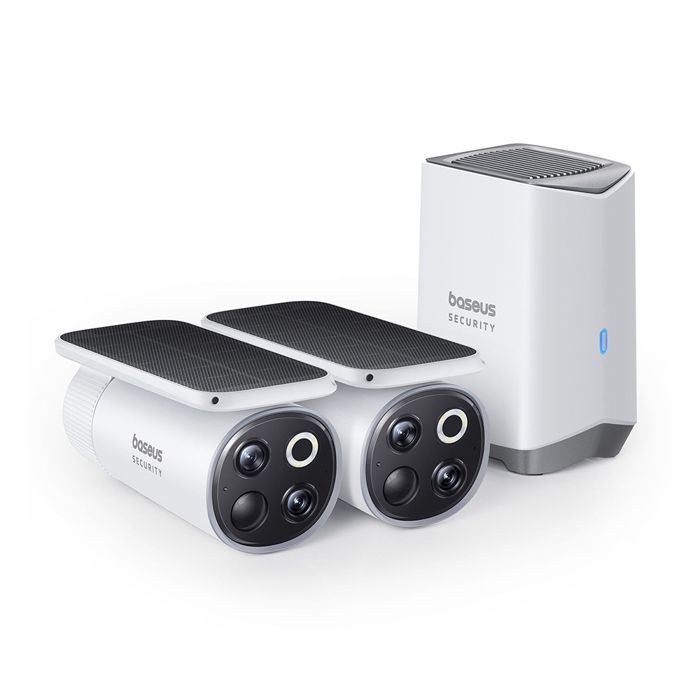 Kit Caméra de Surveillance - BASEUS - 2x Caméras - 3K - 16GB - Panneau Solaire - IP67