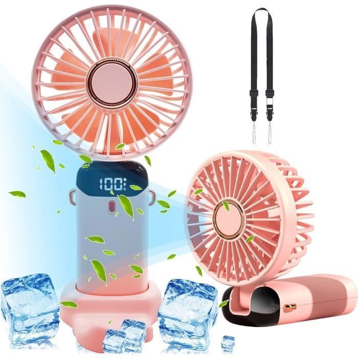 Ventilateur Portable - ZEAICOS - 4000mAh - Pliable - 5 Vitesses - Rose - Zeaicos