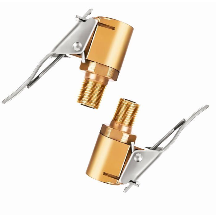 Embout De Gonflage Avec Clip Pour Valve De Pneu - 2 Pièces En Laiton, Compatible Vélo, Moto, Voiture (valve US)