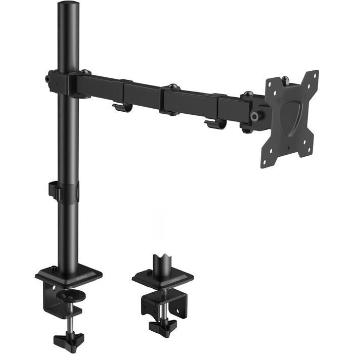 Support De Moniteur À Bras Unique Pour Écran Plat Et Incurvé De 13 À 32 PoucesHauteur RéglableRotatifInclinableVesa 75X75 Mm