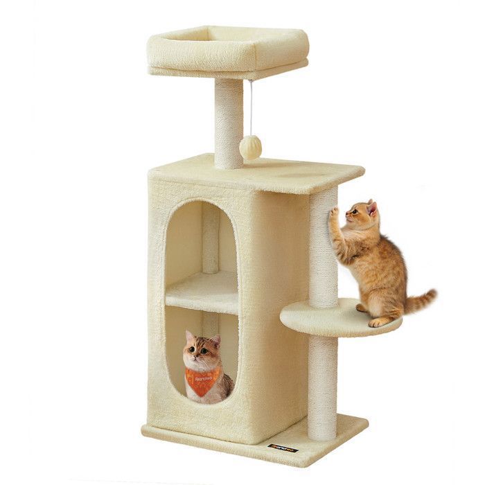 Comparer les prix de Arbre à Chat - Feandrea - 2 Grottes - Sisal - Beige Sable - 101 cm