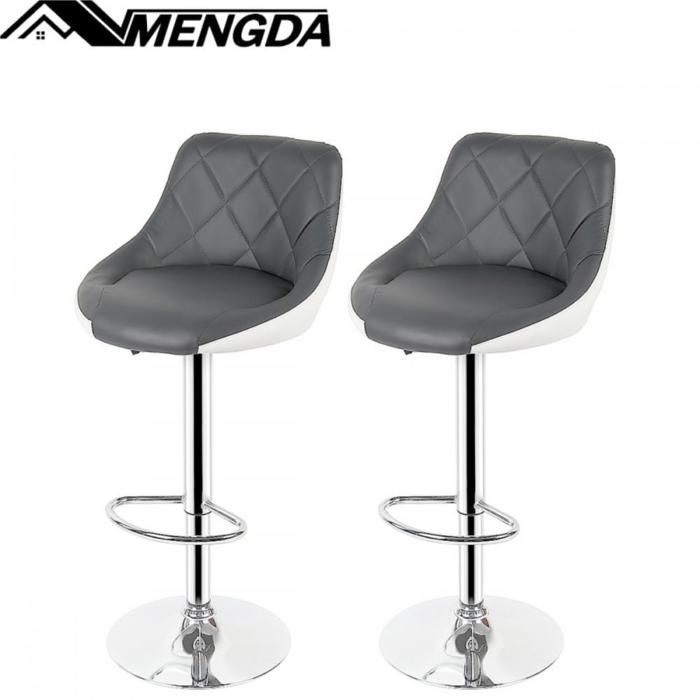 Lot de 2 Chaise bar Moderne en PU cuir-MENGDA-Tabouret de bar-Jusquà 120kg-Pour bar restaurant-Gris devant et blanc derrière