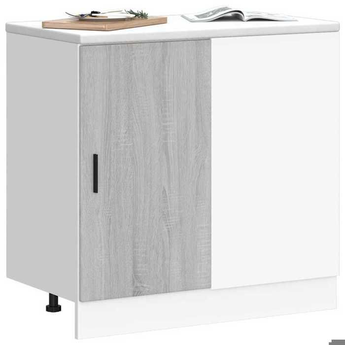 MGH - TOP Cabinet/Placard suisine - Armoire sous évier Lyon - en - bois dingénierie sonoma gris - LLV77