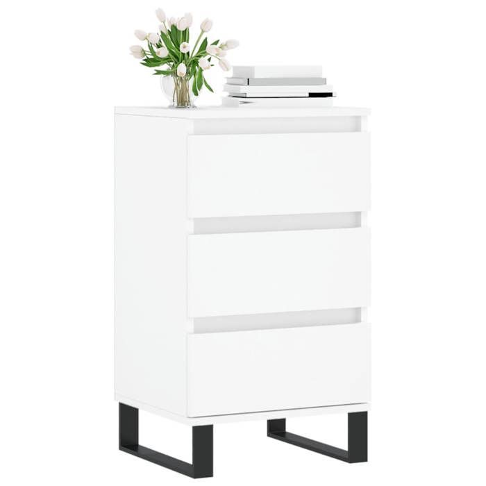 Blanc Buffet de rangement - SOLOMOON - Commode salon - blanc 40x35x70 cm - bois d’ingénierie FR6439