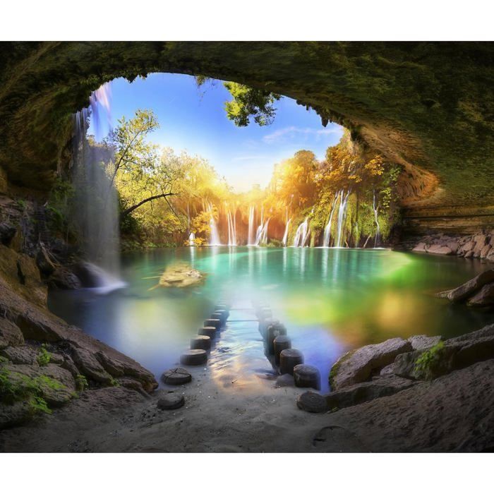 Papier Peint Panoramique Cascade Chute d'eau 400x280cm pour chambre ...