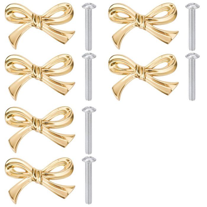 6 Boutons de Commode en Laiton Doré en Forme de Nœud Vintage pour Armoire Armoire Cuisine Laiton Or