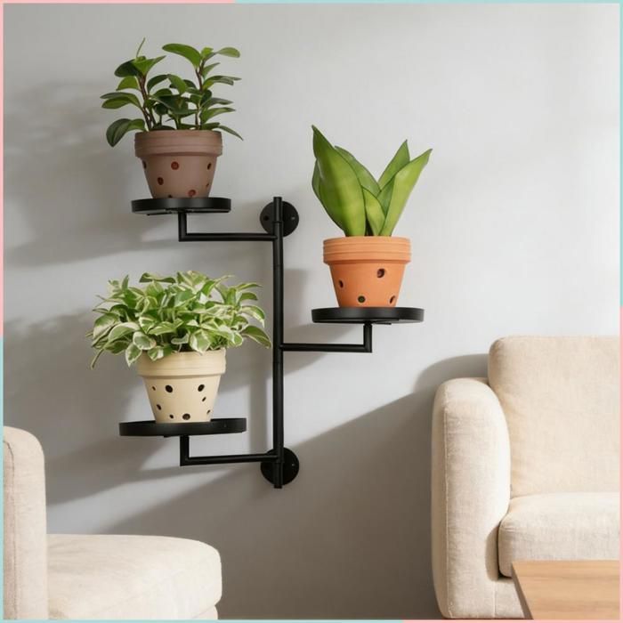 Cocosity Étagère rotative pour plantes Porte-plantes mural à fenêtre rotative étagère flottante en deco decoration 3 plateaux