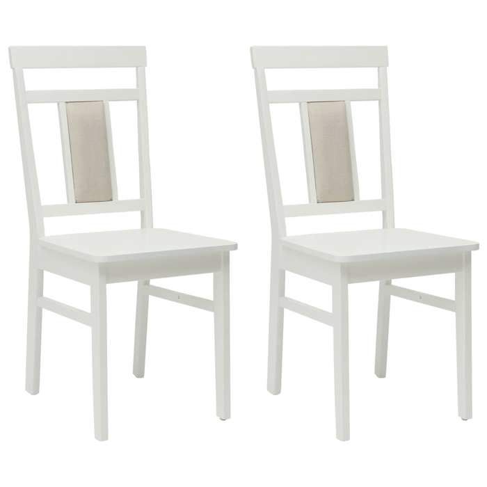 HOT SALE®(Set de 2) 2personnes Chaise de salle à manger - Chaises de Cuisine JILLS 36x44 5x91 5 cm - Blanc Bois de Caoutchouc CC