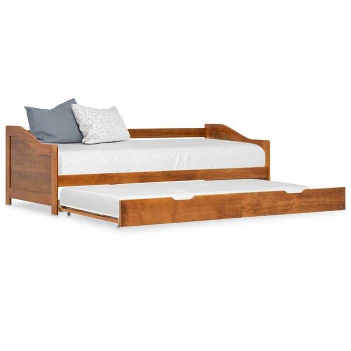 Brun Lit Simple Scandinave - Design classique - Structure de lit extensible - marron miel 90x200 cm 48723658903806