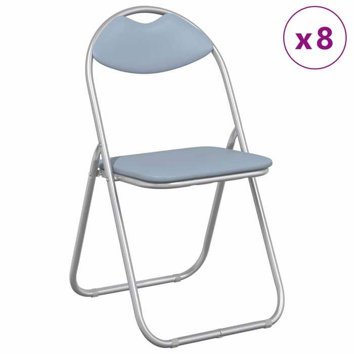 14684& Meuble de Cuisine - Chaise pliante 8 pcs - Chaises de Repas ou salon Gris 48x43 5x81 cm Simili cuir - 48x43 5x81 cm