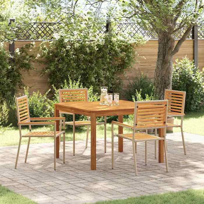 VIDAXL Ensemble Table avec chaises jardin (5 pcs) - ANTI-UV - Beige 180x90x75 cm M8108