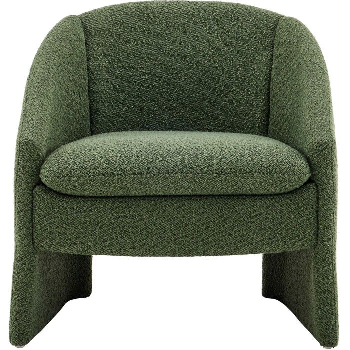 fauteuil arrondi en tissu bouclé vert kaki - Ami