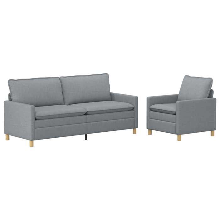 Ensemble de Canapés - Tissu - Amovible - Intérieur - Gris clair - 196x81x875 cm - 57 cm - 495 cm - 1 places - 2 pcs