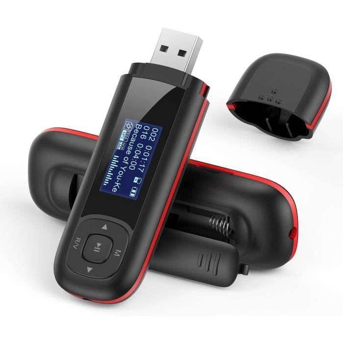 AGPTEK Lecteur Mp3 USB 32Go avec Écran LCD, Mini Lecteur Musique Baladeur Léger pour Le Sport, 10H Autonomie de Lecture Musicale