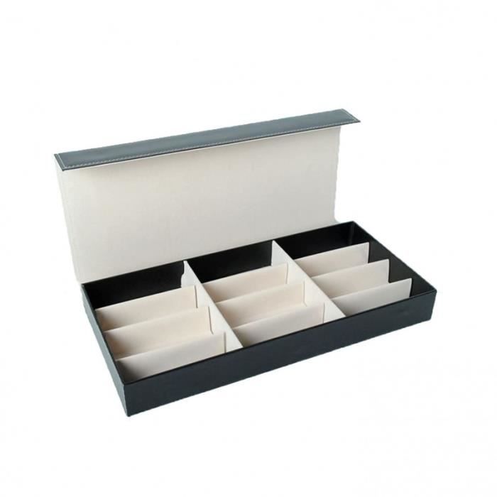 Boîte à Lunettes Relaxdays | Pour 8 Paires | Cuir Synthétique | Vitre Verre | Rangement Élégant