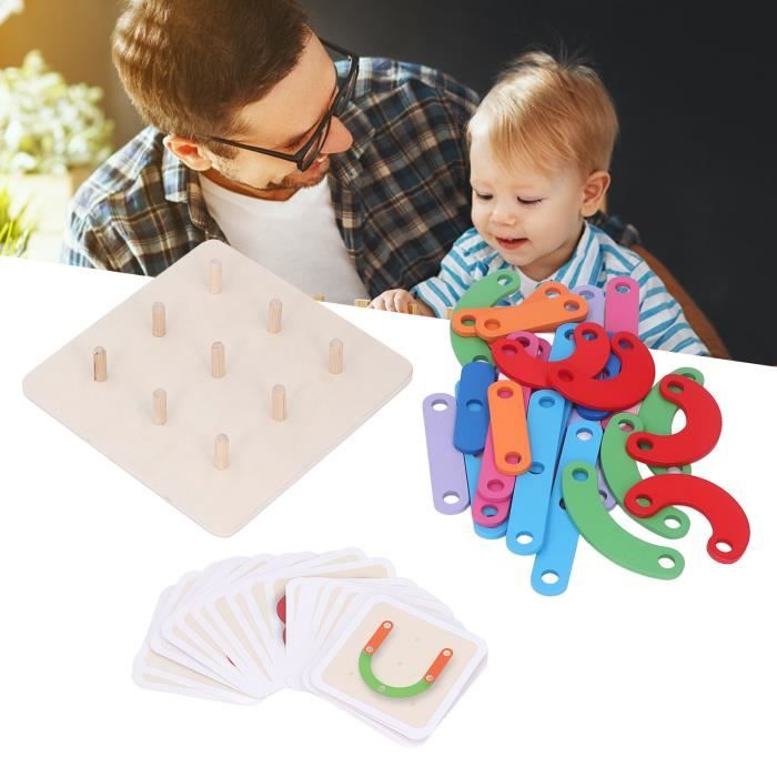 Jesustree Blocs D'Empilage En Bois Montessori - 18 Pièces Avec 10 Cartes, Jeu D'Équilibre Et Tri Pour Enfants 3-6 Ans