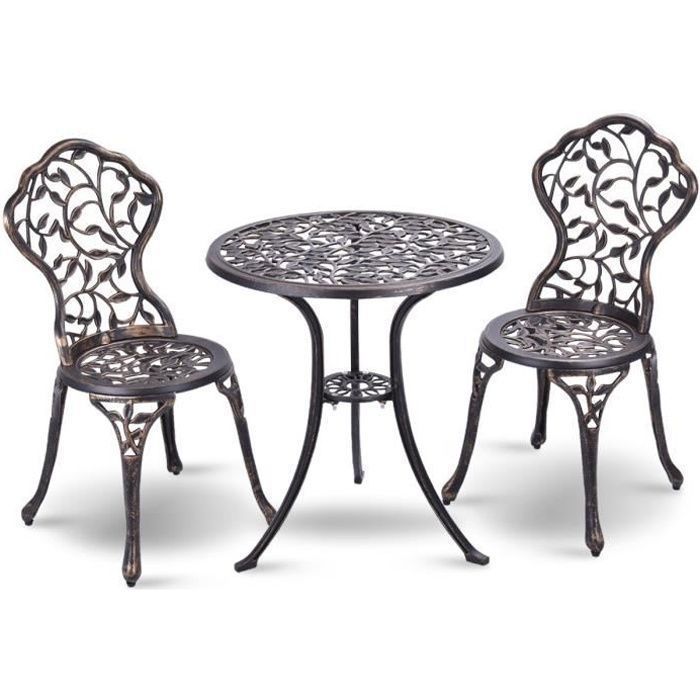 Ensemble Bistrot De Jardin Avec Une Table O 60 Cm Et Deux Chaises