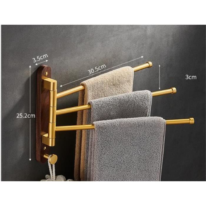Porte-serviettes Et Crochet Doré Brossé Pour Salle De Bain - Anneau Serviette Et Accessoires Muraux