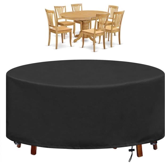 Housse Table Ronde De Jardin 280 X 70 Cm – Imperméable, Coupe-Vent, Anti-UV – Protection Meubles Extérieurs