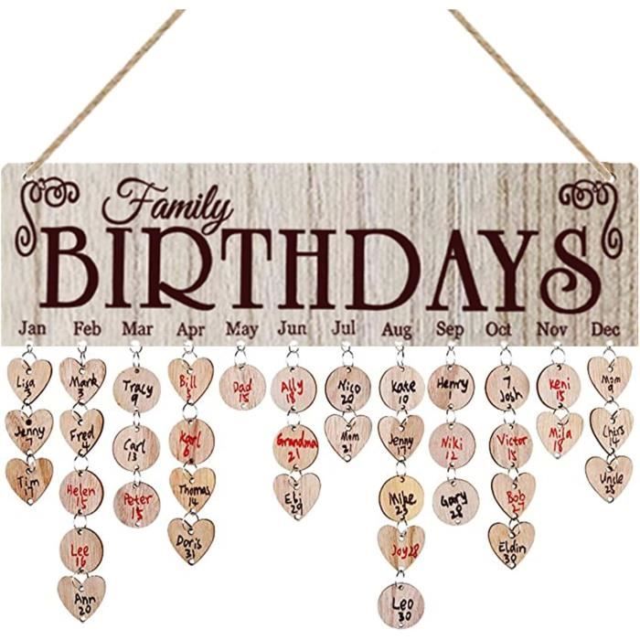 Calendrier Anniversaire Bois DIY - Plaque Perpétuelle Avec Disques - Déco Familiale - Cadeau Mémoire Dates