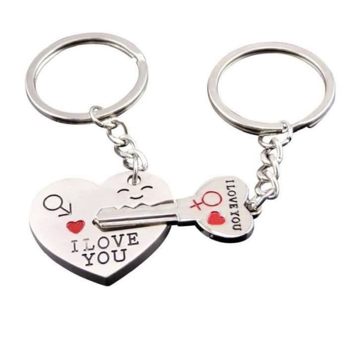 Porte-clés I Love You Strass Rose Argenté - Onwomania - Neuf Avec étiquettes - Unisexe