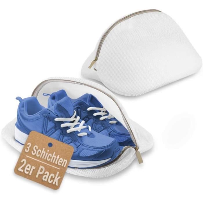 Lot De 2 Sacs De Lavage Pour Chaussures Machine à Laver - Réutilisables, Fermeture Éclair, Protection Baskets