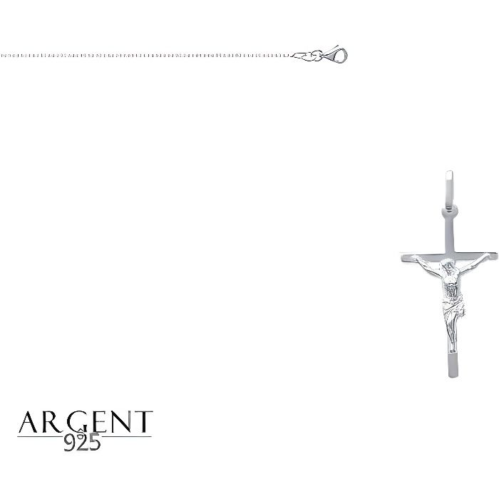 Qualité bijouterie 45mm Pendentif Croix Guitare Rock en Argent 925 rhodié