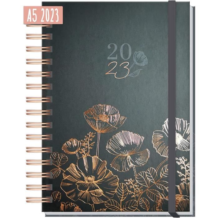 Agenda Calendrier International 2025 Häfft A5 'Minty Leaves' - Multilingue EN/FR/IT/ES