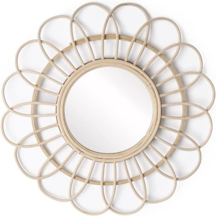 Miroir mural rond miroir de maquillage en rotin tissé à la main pour la maison d'entrée Miroir mural rond miroir de maquillage en rotin tissé à la main pour la maison d'entrée