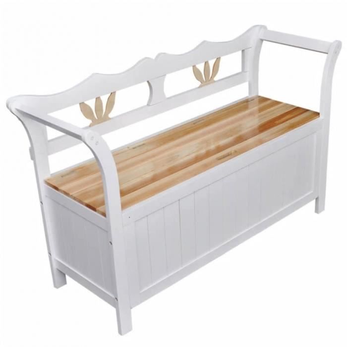 Banc Coffre 2 Places Avec Dossier Et Accoudoirs En Blanc L 126cm Cs607651 Achat Vente Banc Soldes Sur Cdiscount Des Le 20 Janvier Cdiscount