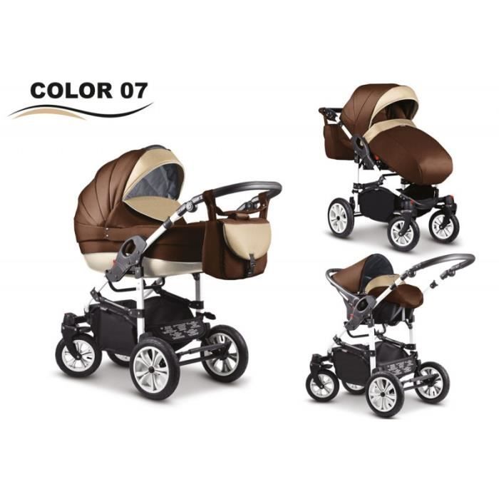 Poussette Trio City Star 16 Double Marron Chassis Noir Roues Blanches Cdiscount Puericulture Eveil Bebe