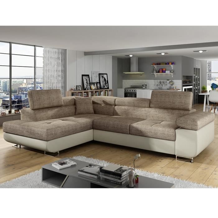 Canape Angle Beige Tissu Pas Cher