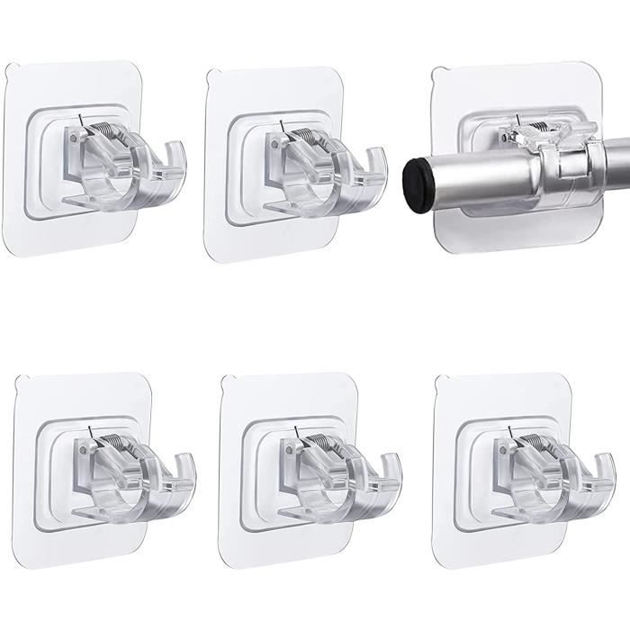 Fixation Tringle Adhésive Supports Tringle à Rideaux BelleVive - Lot De 2 - Autocollant Sans Percer - Support 6.8kg - Blanc Support Tringle Rideaux Sans Percage