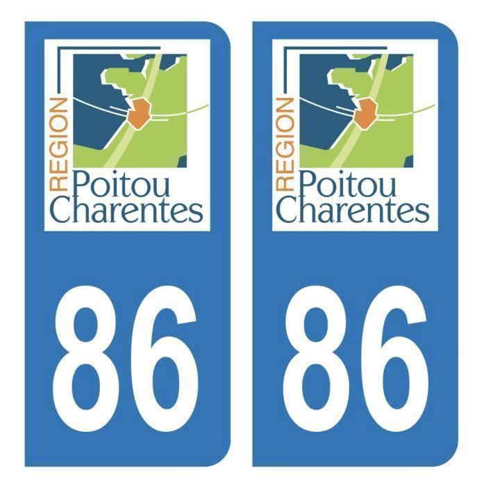 Autocollant plaque immatriculation Poitou-Charentes 17 Charente