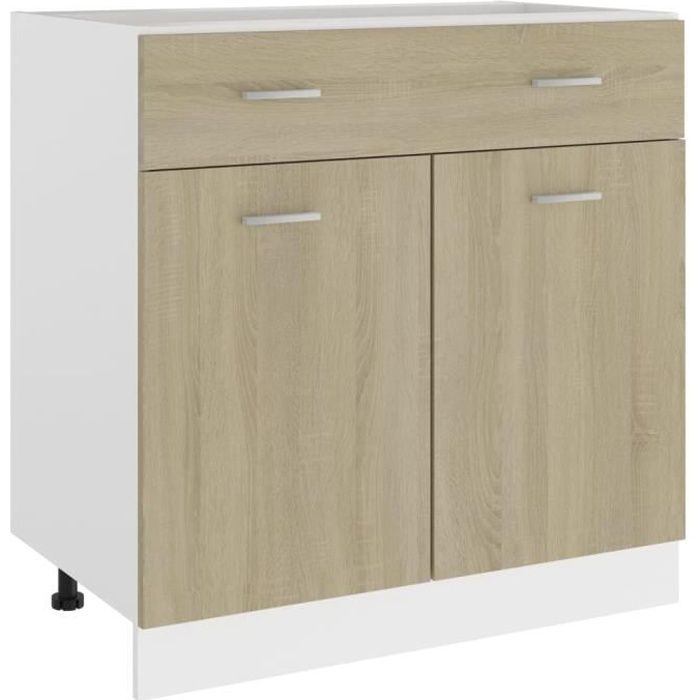 8077•Meuble® UNIQUE BUFFET Bas haut Meuble Cuisine Armoire de plancher tiroir Chêne sonoma 80x46x815cm - Aggloméré80 x 46 x 815c