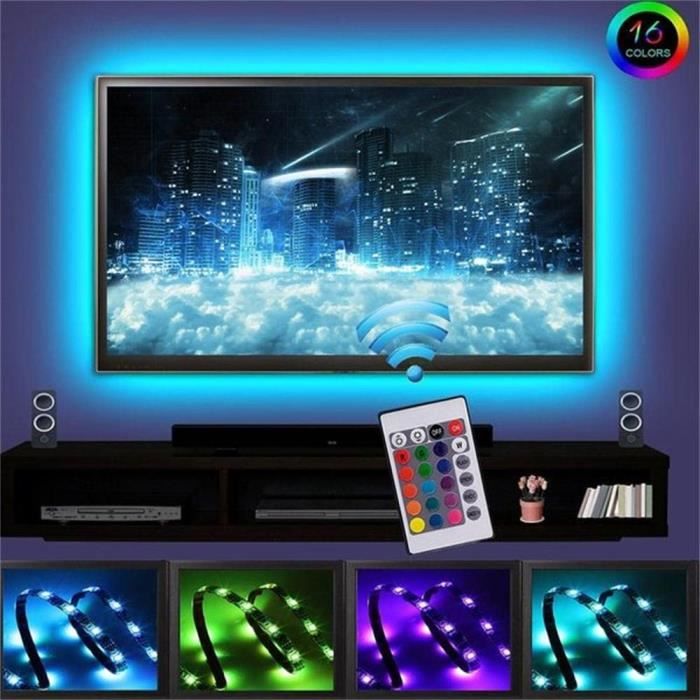 Bande LED pour TV avec Télécommande 2M 16 Couleurs Lumineux Ruban LED TV  Alimenté par USB LED Strips pour pour 40-60 HDTV-PC Mo159 - Cdiscount  Maison